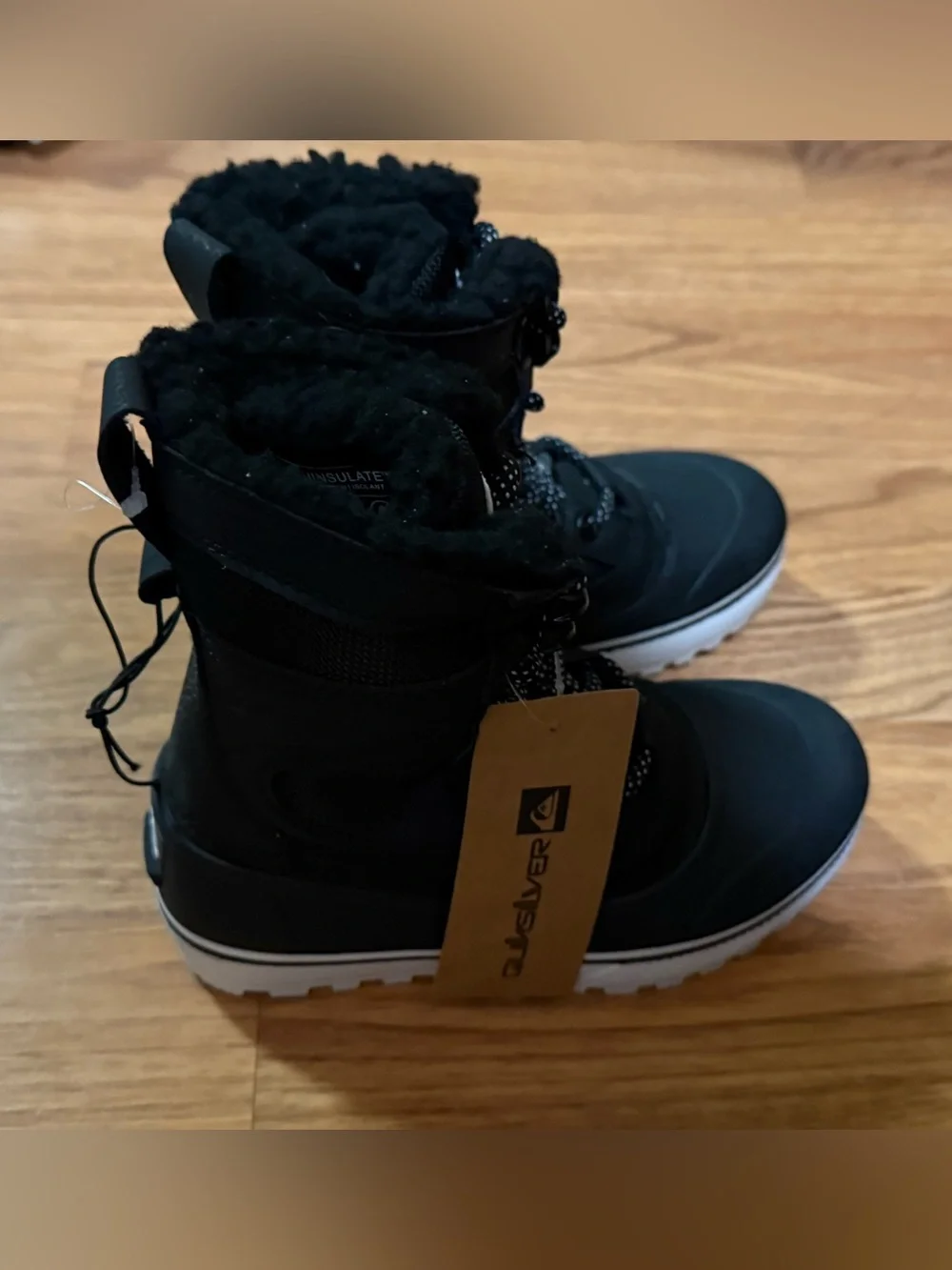 NEW Quiksilver Kids Sub Zero Hi Insulated Winter Boots - Black/White - Size 12